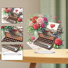 Load image into Gallery viewer, Acrylic Special Shape Typewriter And Roses Diamond Painting Desktop Ornaments