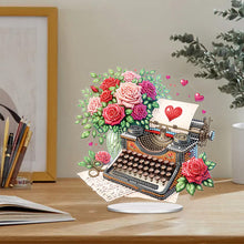 Load image into Gallery viewer, Acrylic Special Shape Typewriter And Roses Diamond Painting Desktop Ornaments