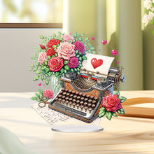 Load image into Gallery viewer, Acrylic Special Shape Typewriter And Roses Diamond Painting Desktop Ornaments