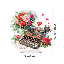 Load image into Gallery viewer, Acrylic Special Shape Typewriter And Roses Diamond Painting Desktop Ornaments
