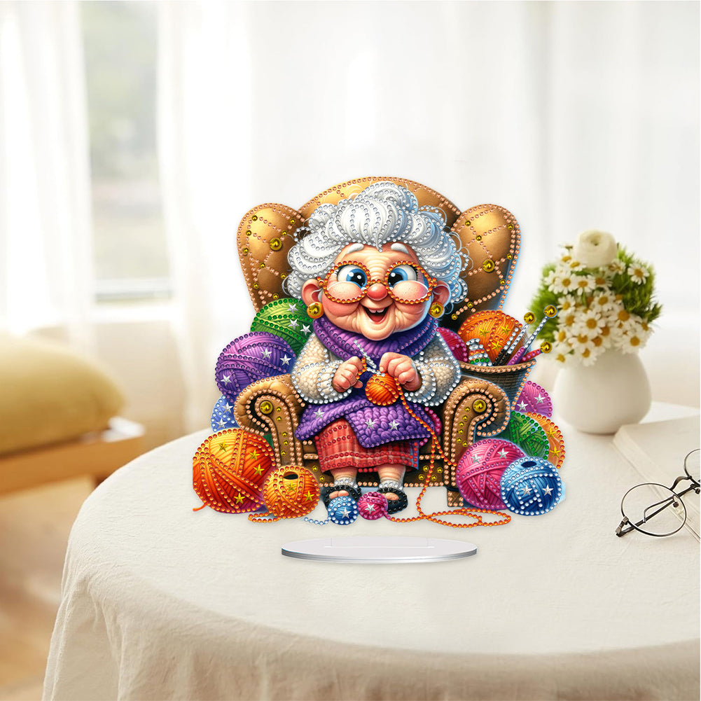 Acrylic Special Shaped Grandma Leisure Time Diamond Painting Desktop Decorations
