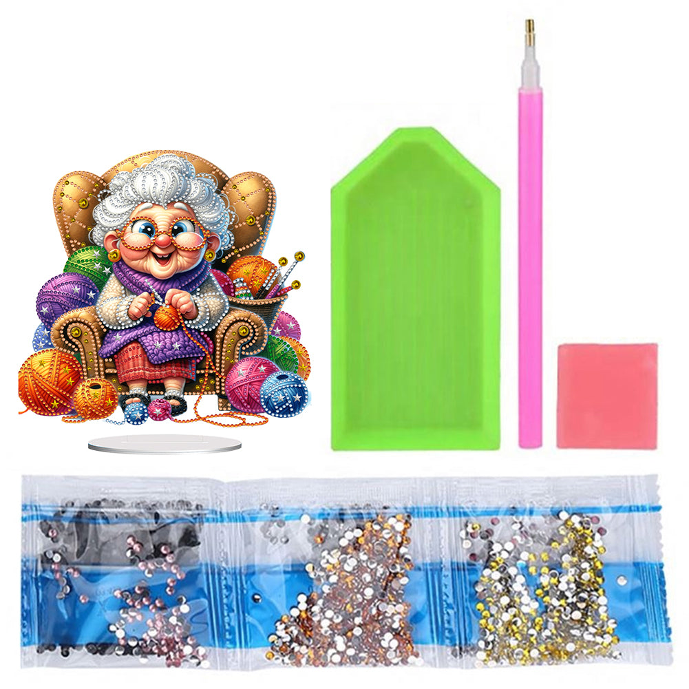 Acrylic Special Shaped Grandma Leisure Time Diamond Painting Desktop Decorations
