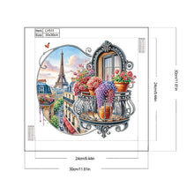 Load image into Gallery viewer, Diamond Painting - Partial Special Shaped - Garden Balcony with a Distance View of the Eiffel Tower (30*30CM)