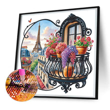 Load image into Gallery viewer, Diamond Painting - Partial Special Shaped - Garden Balcony with a Distance View of the Eiffel Tower (30*30CM)