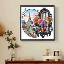 Load image into Gallery viewer, Diamond Painting - Partial Special Shaped - Garden Balcony with a Distance View of the Eiffel Tower (30*30CM)
