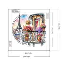 Load image into Gallery viewer, Diamond Painting - Partial Special Shaped - Garden Balcony with a Distance View of the Eiffel Tower (30*30CM)