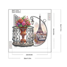 Load image into Gallery viewer, Diamond Painting - Partial Special Shaped - Garden Balcony with a Distance View of the Eiffel Tower (30*30CM)