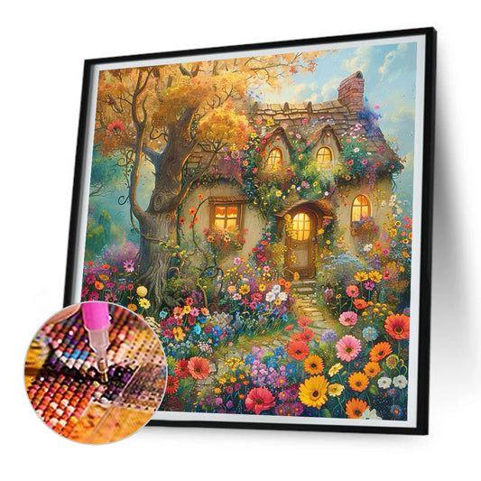 Diamond Painting - Full Round - Quaint Cottage in Flowers (30*30CM)