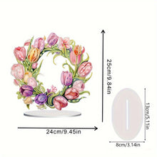 Load image into Gallery viewer, Tulip Wreath Desktop Diamond Art Kits Diamond Painting Desktop Ornaments