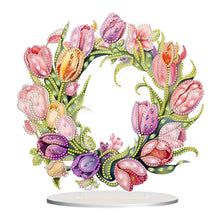 Load image into Gallery viewer, Tulip Wreath Desktop Diamond Art Kits Diamond Painting Desktop Ornaments