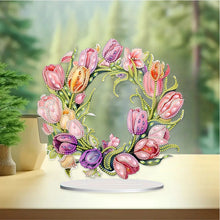 Load image into Gallery viewer, Tulip Wreath Desktop Diamond Art Kits Diamond Painting Desktop Ornaments