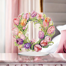 Load image into Gallery viewer, Tulip Wreath Desktop Diamond Art Kits Diamond Painting Desktop Ornaments