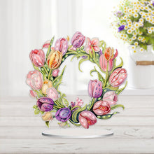Load image into Gallery viewer, Tulip Wreath Desktop Diamond Art Kits Diamond Painting Desktop Ornaments