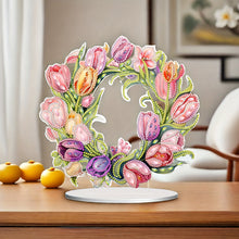 Load image into Gallery viewer, Tulip Wreath Desktop Diamond Art Kits Diamond Painting Desktop Ornaments