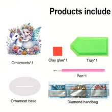 Load image into Gallery viewer, Acrylic Special Shape White Horse Elf Diamond Painting Desktop Ornaments