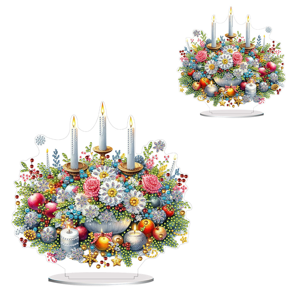 Acrylic Special Shape Flower Candle Diamond Painting Desktop Ornaments for Home