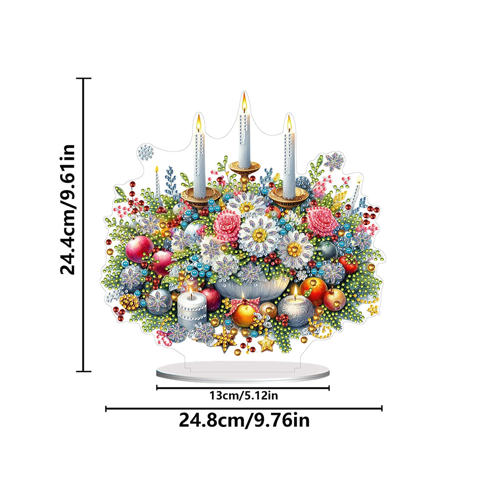 Acrylic Special Shape Flower Candle Diamond Painting Desktop Ornaments for Home