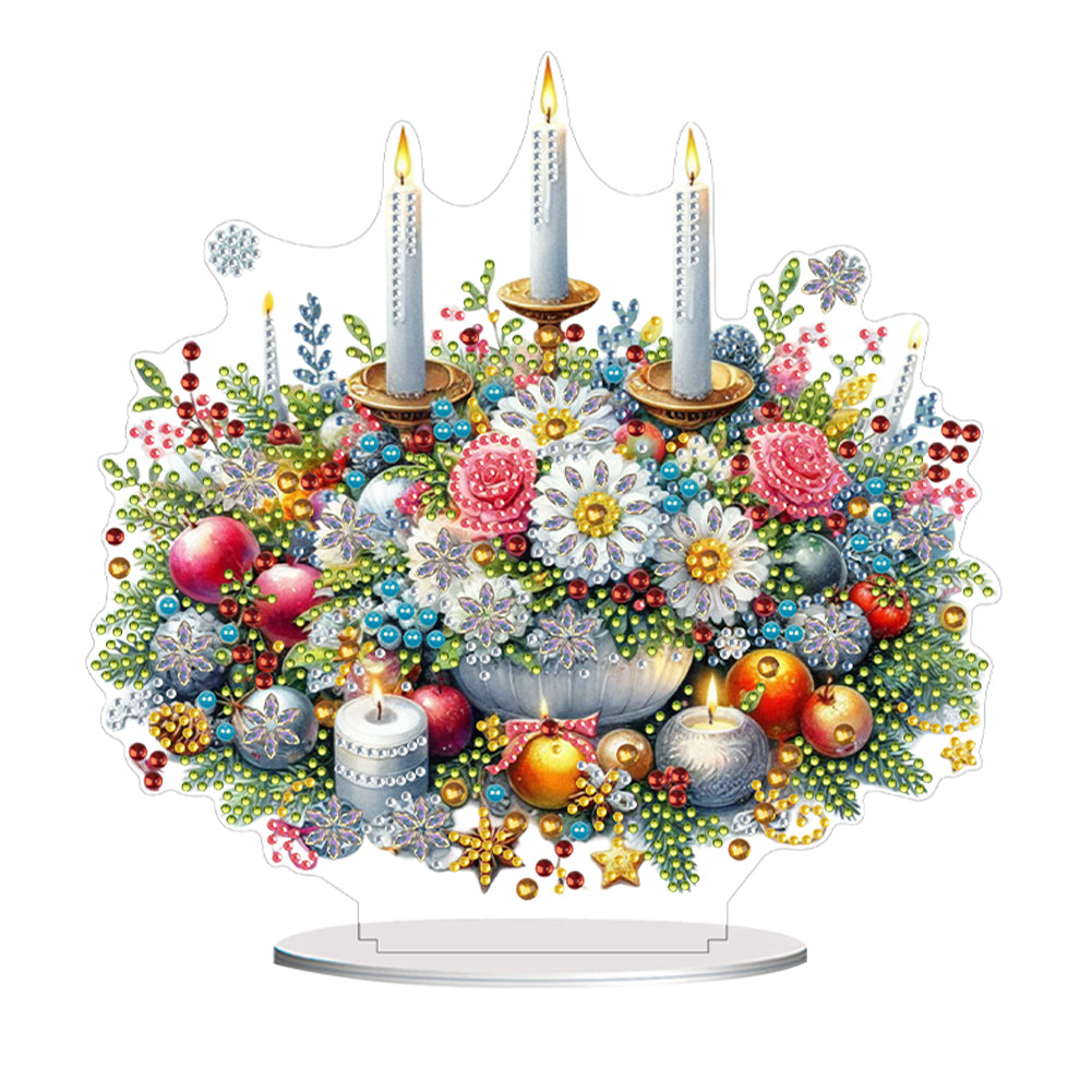 Acrylic Special Shape Flower Candle Diamond Painting Desktop Ornaments for Home