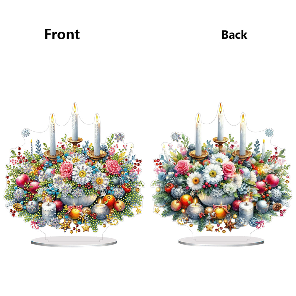 Acrylic Special Shape Flower Candle Diamond Painting Desktop Ornaments for Home