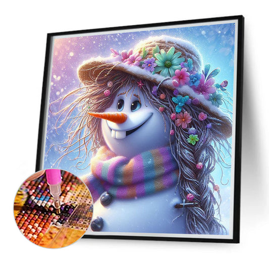 Diamond Painting - Full Round - Snowman With Wig (40*40CM)
