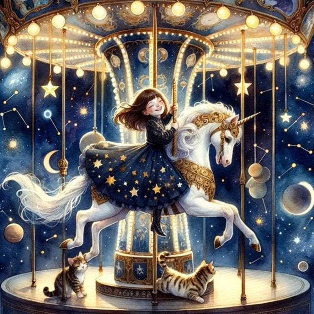AB Diamond Painting - Full Round - Starry sky playground child (30*30CM)