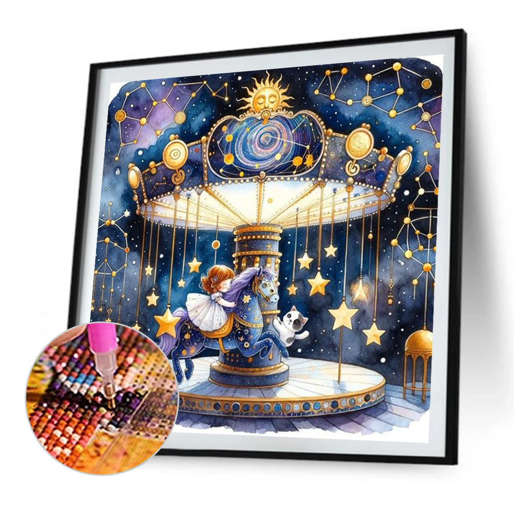 AB Diamond Painting - Full Round - Starry sky playground child (30*30CM)