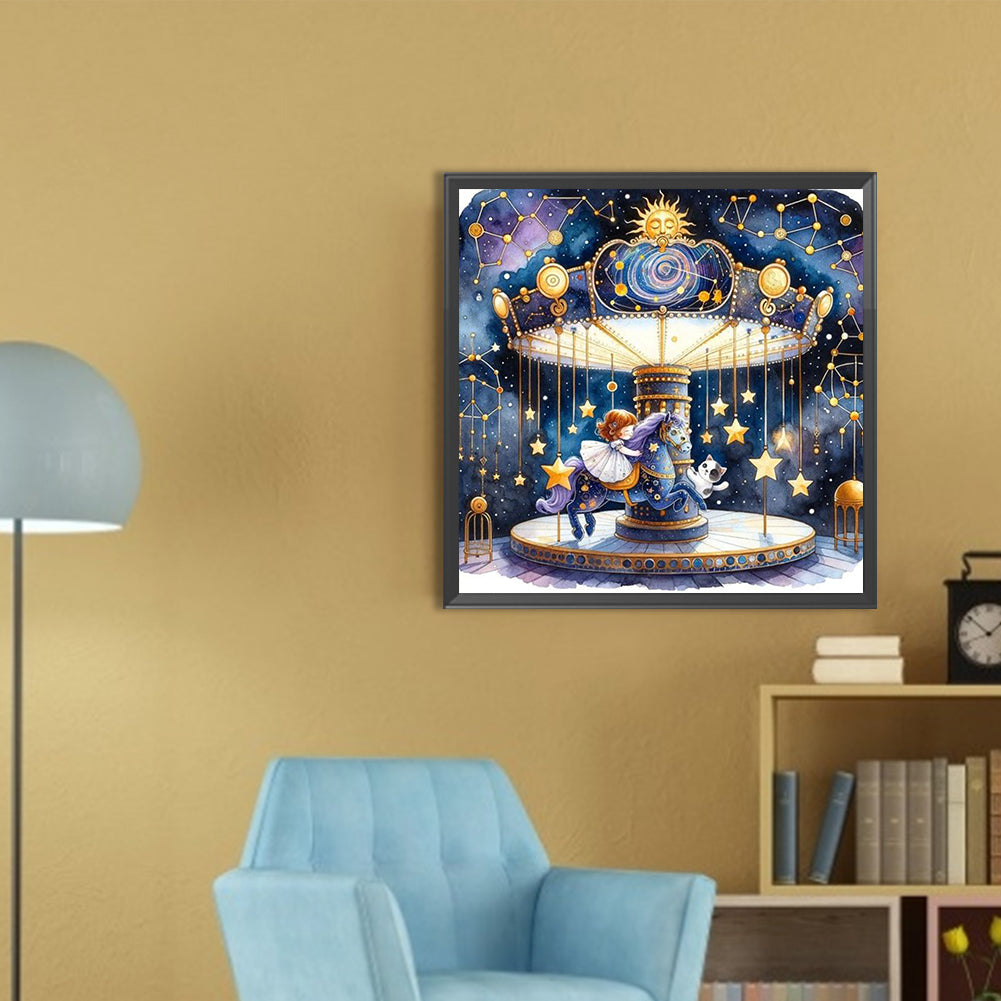 AB Diamond Painting - Full Round - Starry sky playground child (30*30CM)