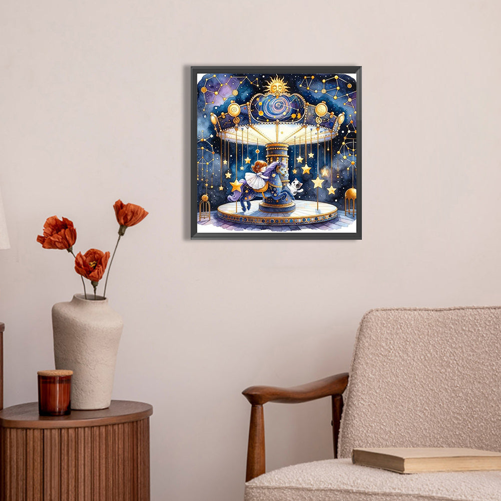 AB Diamond Painting - Full Round - Starry sky playground child (30*30CM)