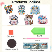 Load image into Gallery viewer, 6Pcs Acrylic Animals Diamond Painting Fridge Magnet Cute Fridge Stickers