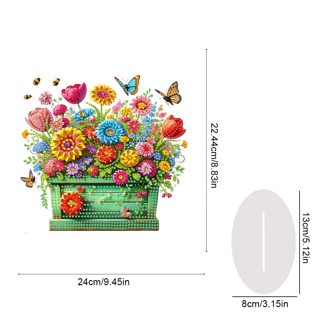 Acrylic Special Shape Flower Pot Diamond Painting Desktop Ornaments for Office