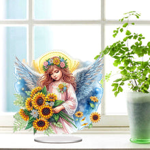 Load image into Gallery viewer, Acrylic Special Shape Angel Sunflower Diamond Painting Desktop Ornaments
