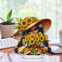 Load image into Gallery viewer, Acrylic Special Shape Sunflower Girl Diamond Painting Desktop Ornaments