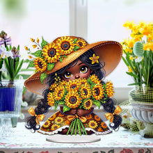 Load image into Gallery viewer, Acrylic Special Shape Sunflower Girl Diamond Painting Desktop Ornaments