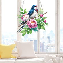Load image into Gallery viewer, Acrylic Special Shape Flowers Bird Diamond Painting Hanging Pendant for Wall