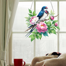 Load image into Gallery viewer, Acrylic Special Shape Flowers Bird Diamond Painting Hanging Pendant for Wall