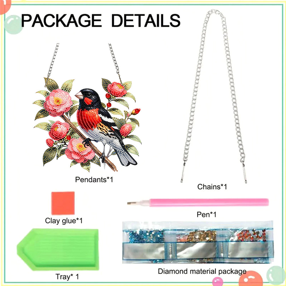Acrylic Special Shape Flowers Bird Diamond Painting Hanging Pendant for Wall