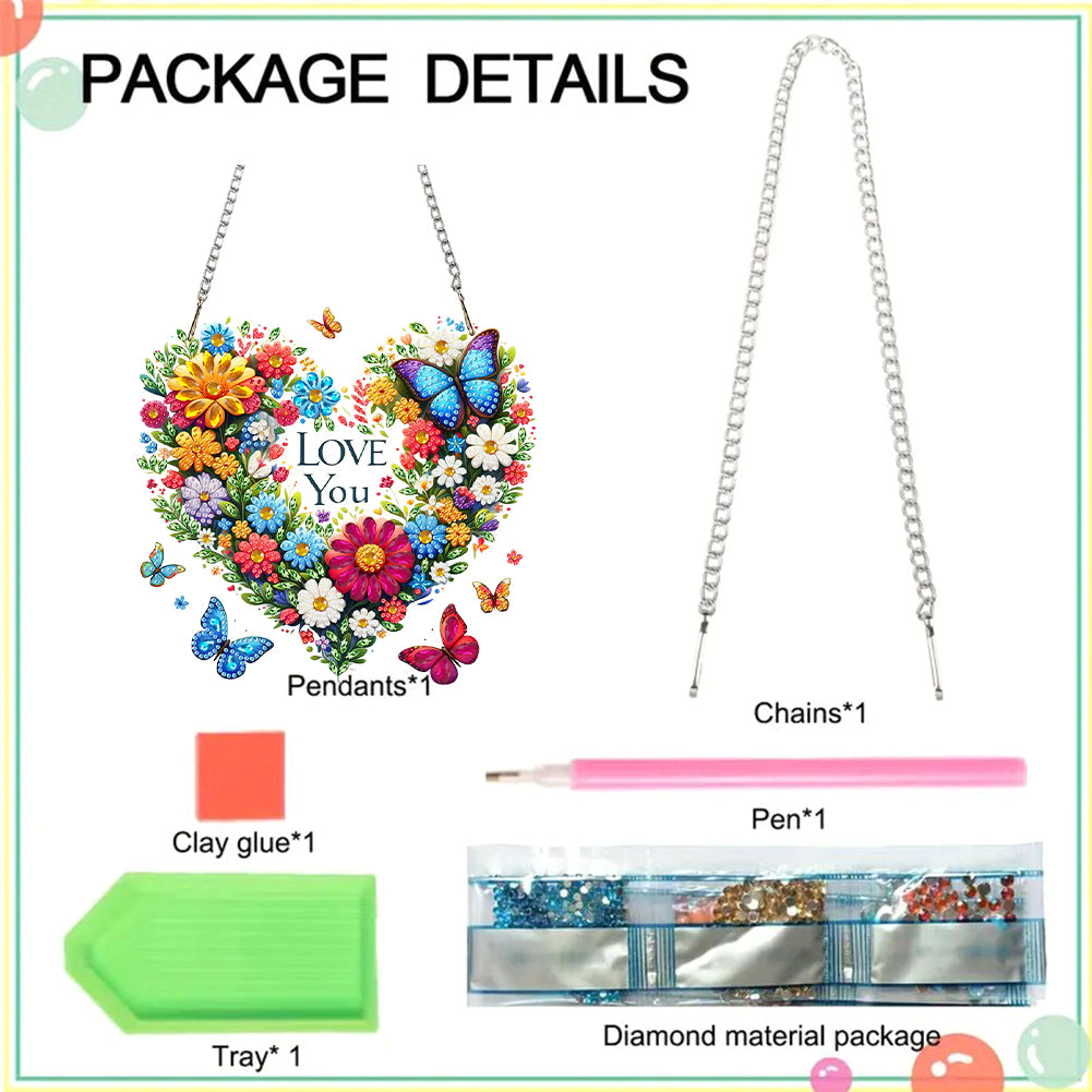 Acrylic Special Shape Heart Wreath Diamond Painting Hanging Pendant for Wall