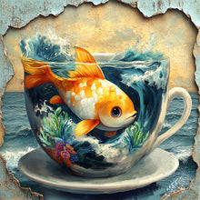Load image into Gallery viewer, AB Diamond Painting - Full Round - Goldfish in cup (40*40CM)