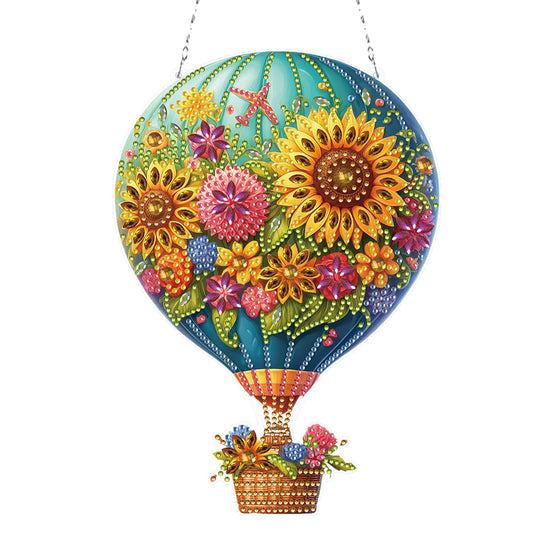 Flower Hot Air Balloon Diamond Art Pendant 5D DIY Diamond Painting Dots Pendant