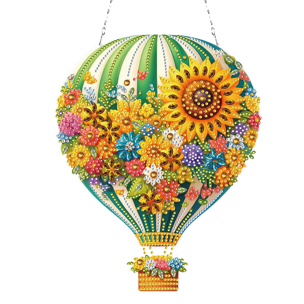 Flower Hot Air Balloon Diamond Art Pendant 5D DIY Diamond Painting Dots Pendant