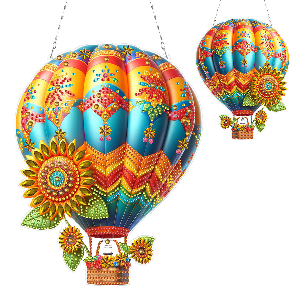 Flower Hot Air Balloon Diamond Art Pendant 5D DIY Diamond Painting Dots Pendant