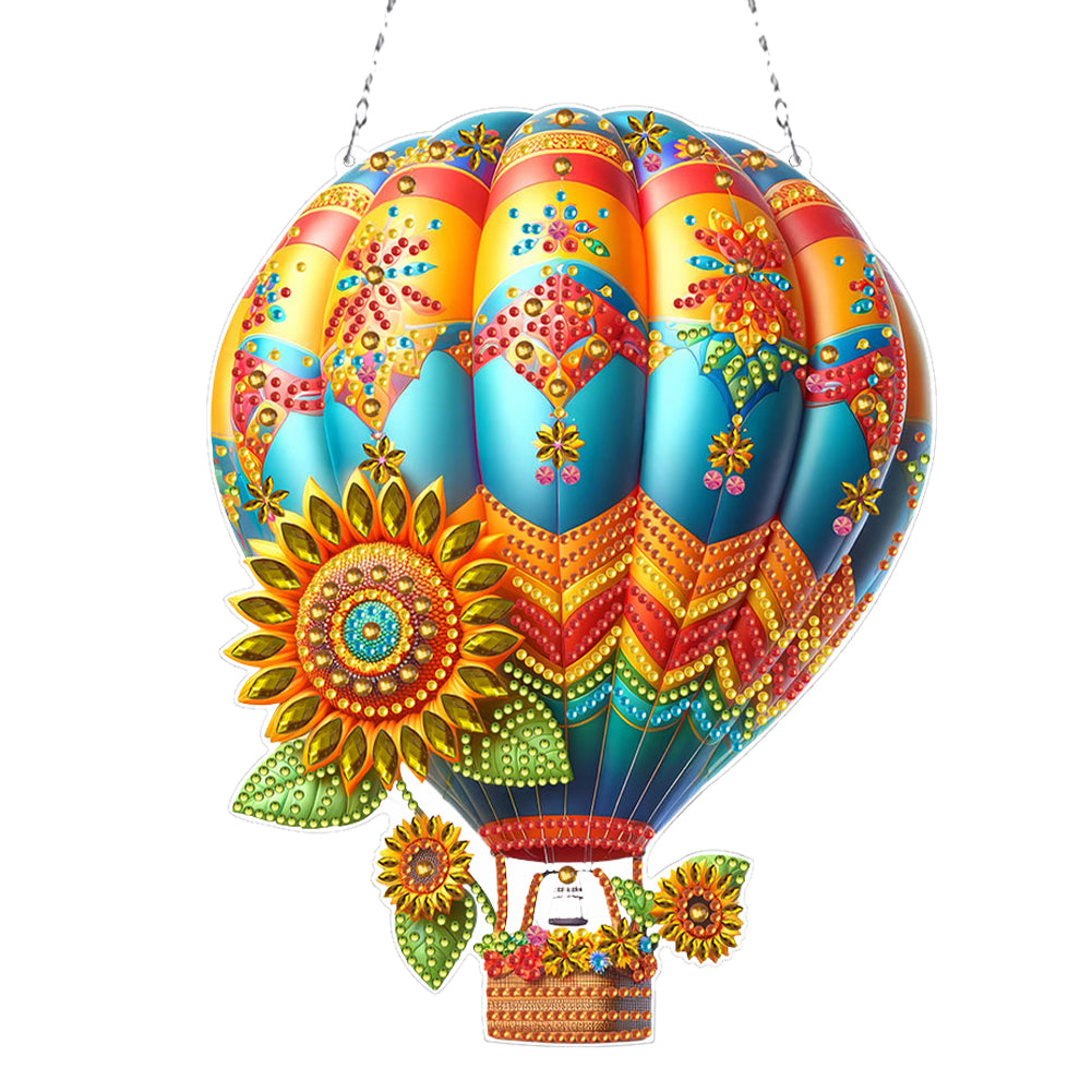 Flower Hot Air Balloon Diamond Art Pendant 5D DIY Diamond Painting Dots Pendant