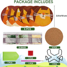 Load image into Gallery viewer, 6Pcs Wooden Animals DIY Coaster Diamond Dot Kits for Adults Beginners