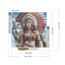 Load image into Gallery viewer, Diamond Painting - Full Round - Indian Woman And Wolf (40*40CM)