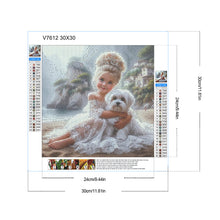 Load image into Gallery viewer, Diamond Painting - Full Round - Girl In Gauze Skirt And Dog (30*30CM)