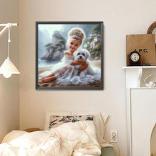 Load image into Gallery viewer, Diamond Painting - Full Round - Girl In Gauze Skirt And Dog (30*30CM)