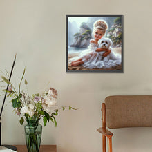 Load image into Gallery viewer, Diamond Painting - Full Round - Girl In Gauze Skirt And Dog (30*30CM)