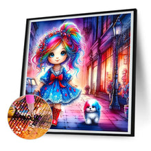 Load image into Gallery viewer, Diamond Painting - Full Round - Colored-Haired Girl And Colorful Puppy (30*30CM)
