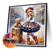 Load image into Gallery viewer, Diamond Painting - Full Round - Teddy Bear Suitcase Girl (30*30CM)