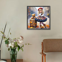 Load image into Gallery viewer, Diamond Painting - Full Round - Teddy Bear Suitcase Girl (30*30CM)